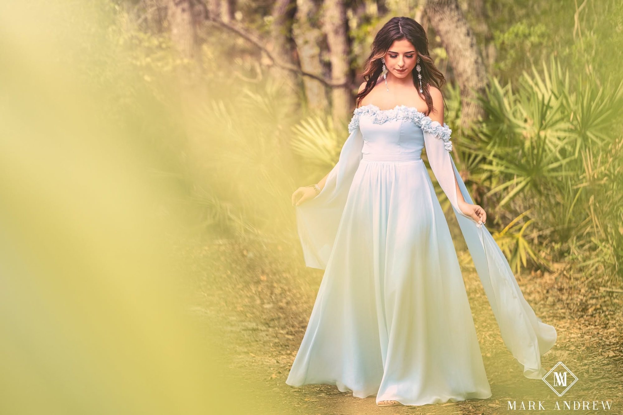 Senior girl in a white flowing gown in a sunlit field — senior pictures, Granger, Indiana